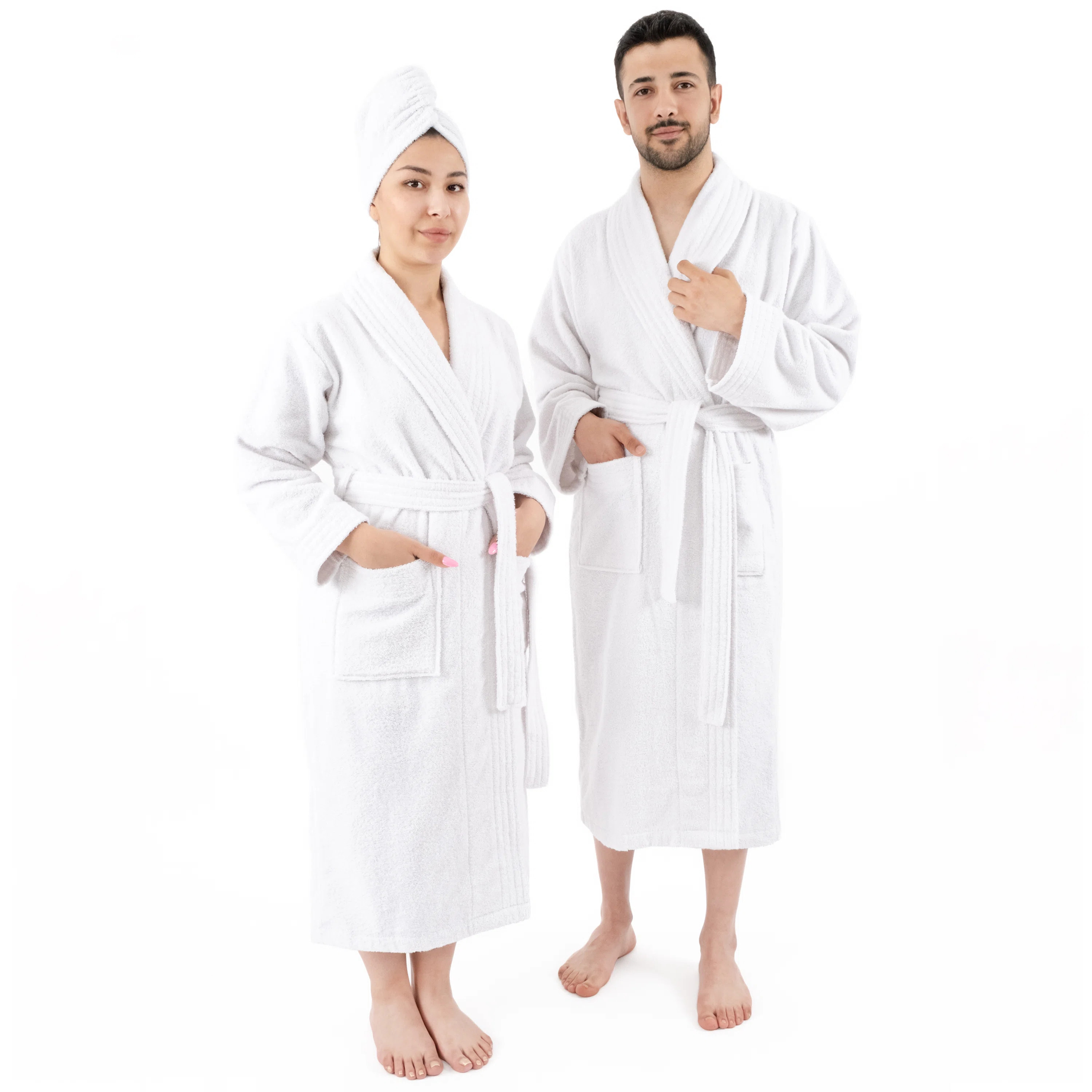 100% Cotton Turkish Bathrobes, Soft Absorbent Lightweight Unisex Couple Robes | Wayfair North America