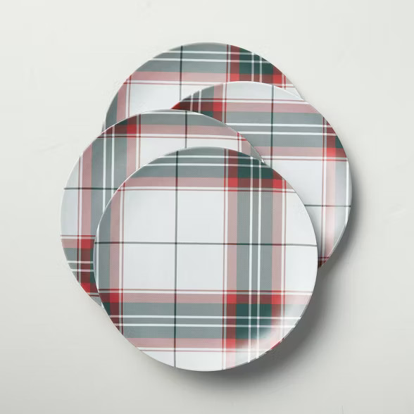 Holiday Plaid Melamine Salad Plate Red/Green - Hearth & Hand™ with Magnolia | Target