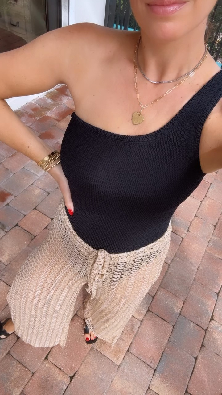 Crochet coverup pants size xs, one piece swimsuit is one size fits all! 

#LTKover40 #LTKtravel #LTKswim