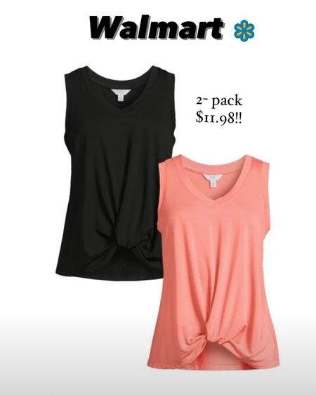 $11.98 2pack Walmart Time and Tru Women's Relaxed Fit Sleeveless Twist Front Tank Top, XS-XXXL / summer outfit  

#LTKFindsUnder50 #LTKOver40 #LTKWorkwear