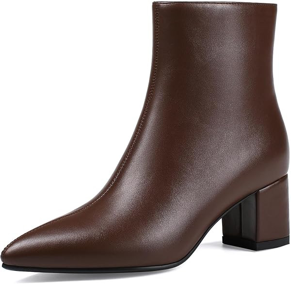 Booties for Women Pointed Toe Ankle Boot Chunky Block Low Heel Boot | Amazon (US)