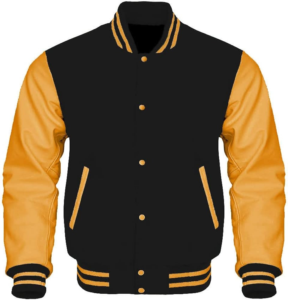 AHINT CO Bomber Jacket Baseball Letterman Varsity Jackets Genuine Leather Sleeves and Wool Color ... | Amazon (US)