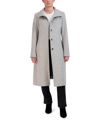 Womens Stand-Collar Single-Breasted Wool Blend Coat | Macy's