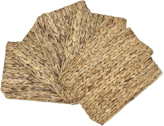 Rectangular Placemats Natural Water Hyacinth Weave Braided Rattan Tabemats Charger Plates for Hom... | Amazon (US)