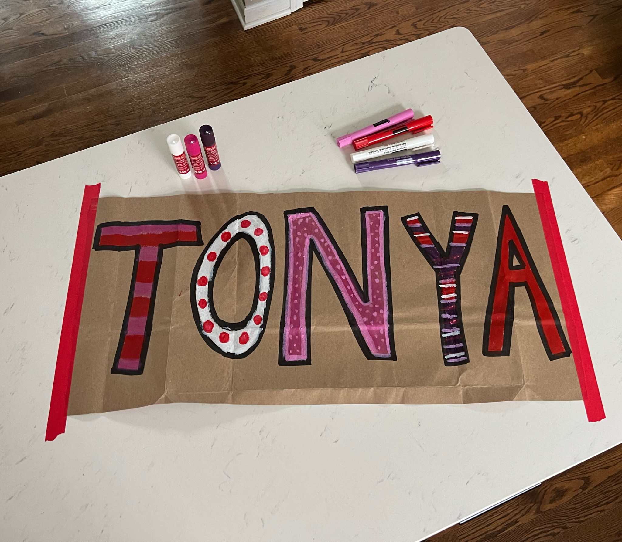 Easy kids craft - giant grocery bag name art! These tempera paint sticks are the best!

#LTKFamily #LTKHome #LTKKids
