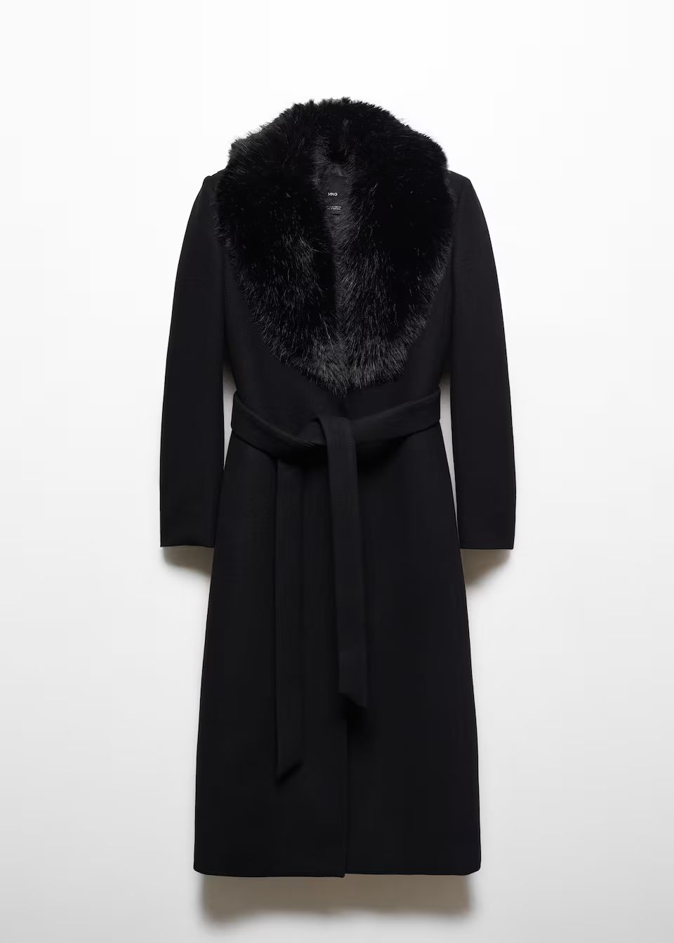 Detachable wool coat with fur-effect collar | MANGO (US)