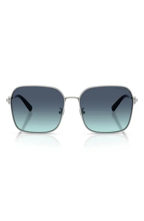 Tiffany & Co. 60mm Gradient Square Sunglasses in Silver/Azure Gradient Blue at Nordstrom | Nordstrom