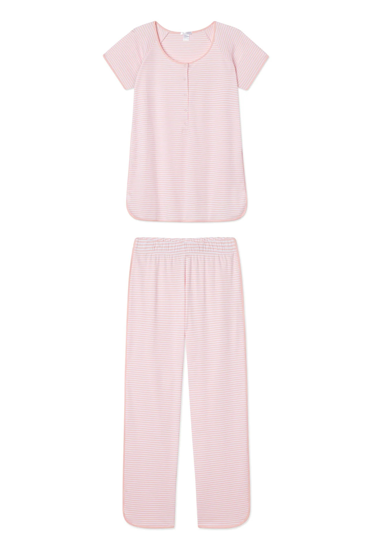 Pima Maternity Short-Long Set in English Rose Stripe | Lake Pajamas