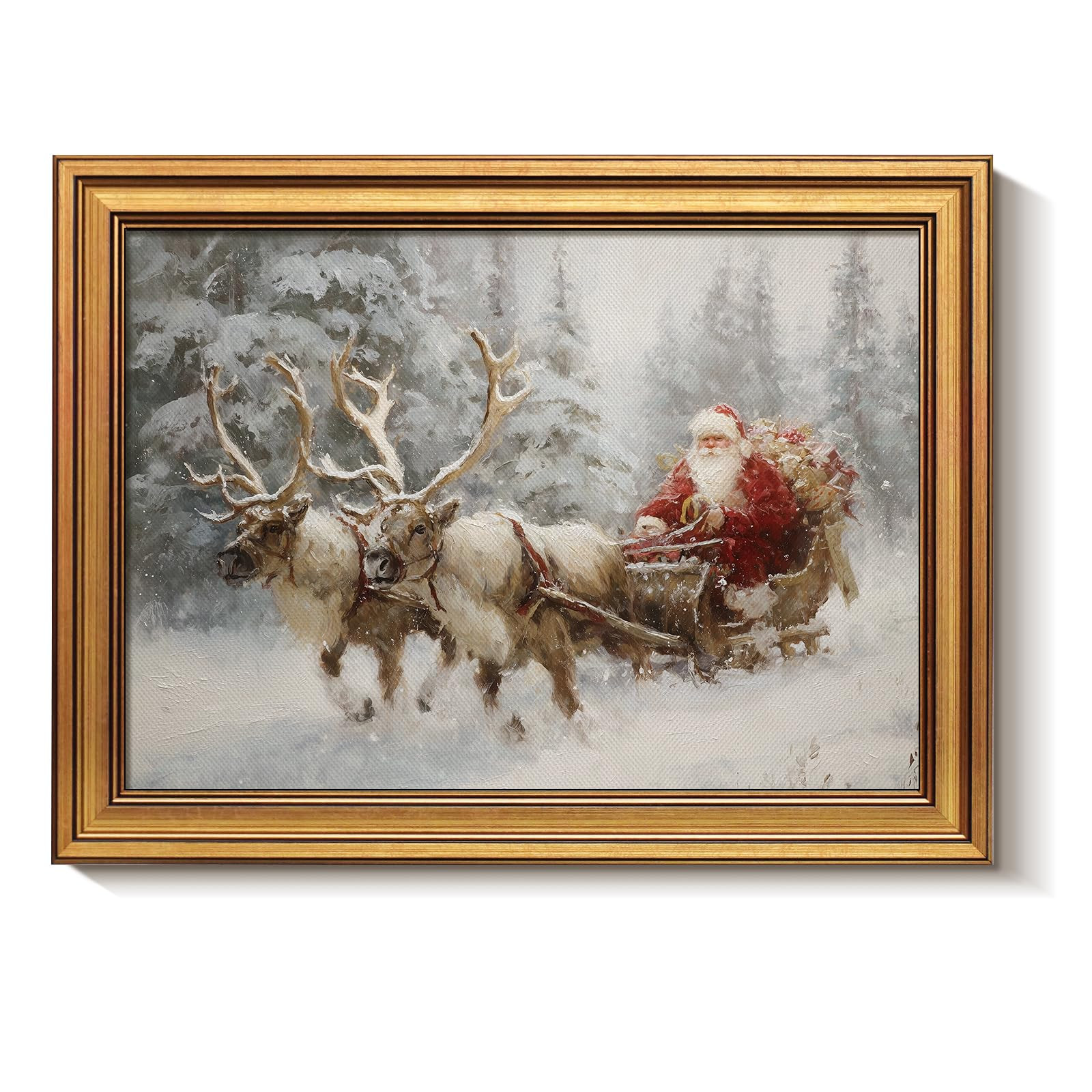 Bzstyleart Vintage Wall Art Decor Framed Christmas Festival Wall Art for Bedroom,Santa Claus and ... | Amazon (US)