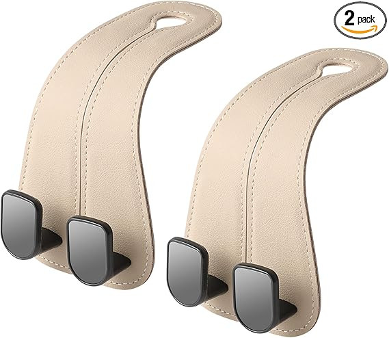 2 Pack KAFANLIN Car Headrest Hooks for Purses and Bags Cute Leather Car Seat Back Head Rest Doubl... | Amazon (US)