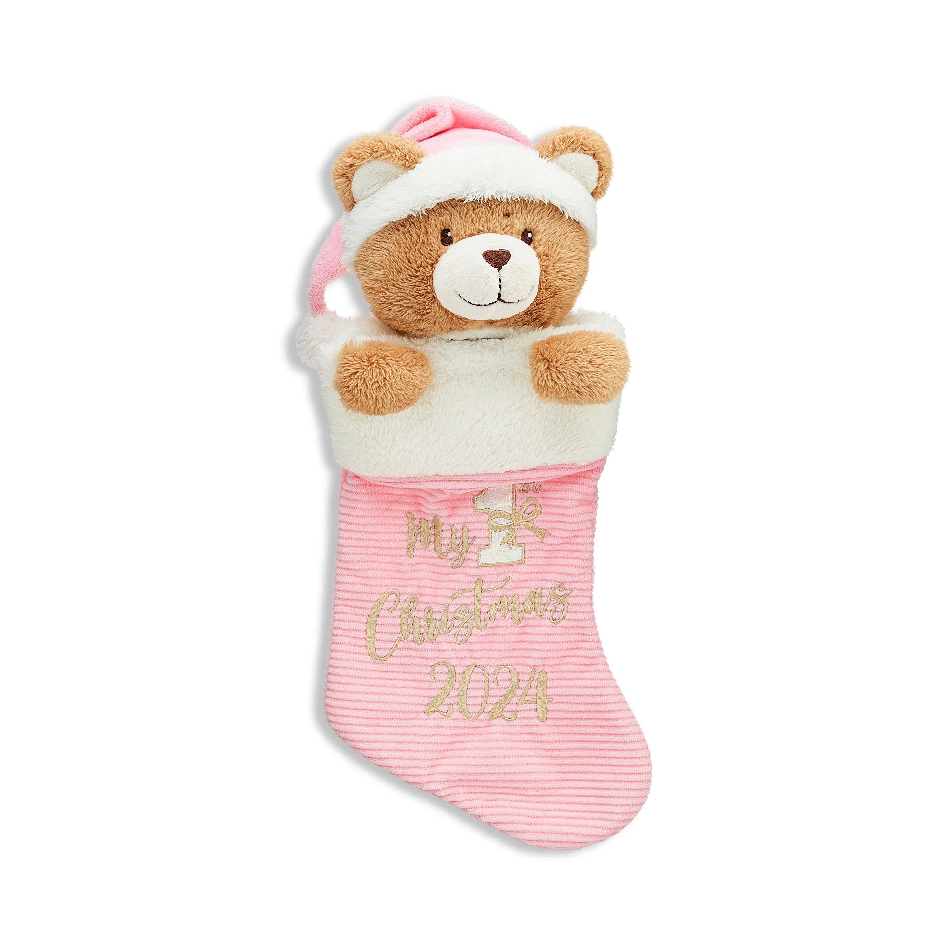 Holiday Time My 1st Christmas Stocking With Plush Teddy Bear, Pink | Walmart (US)
