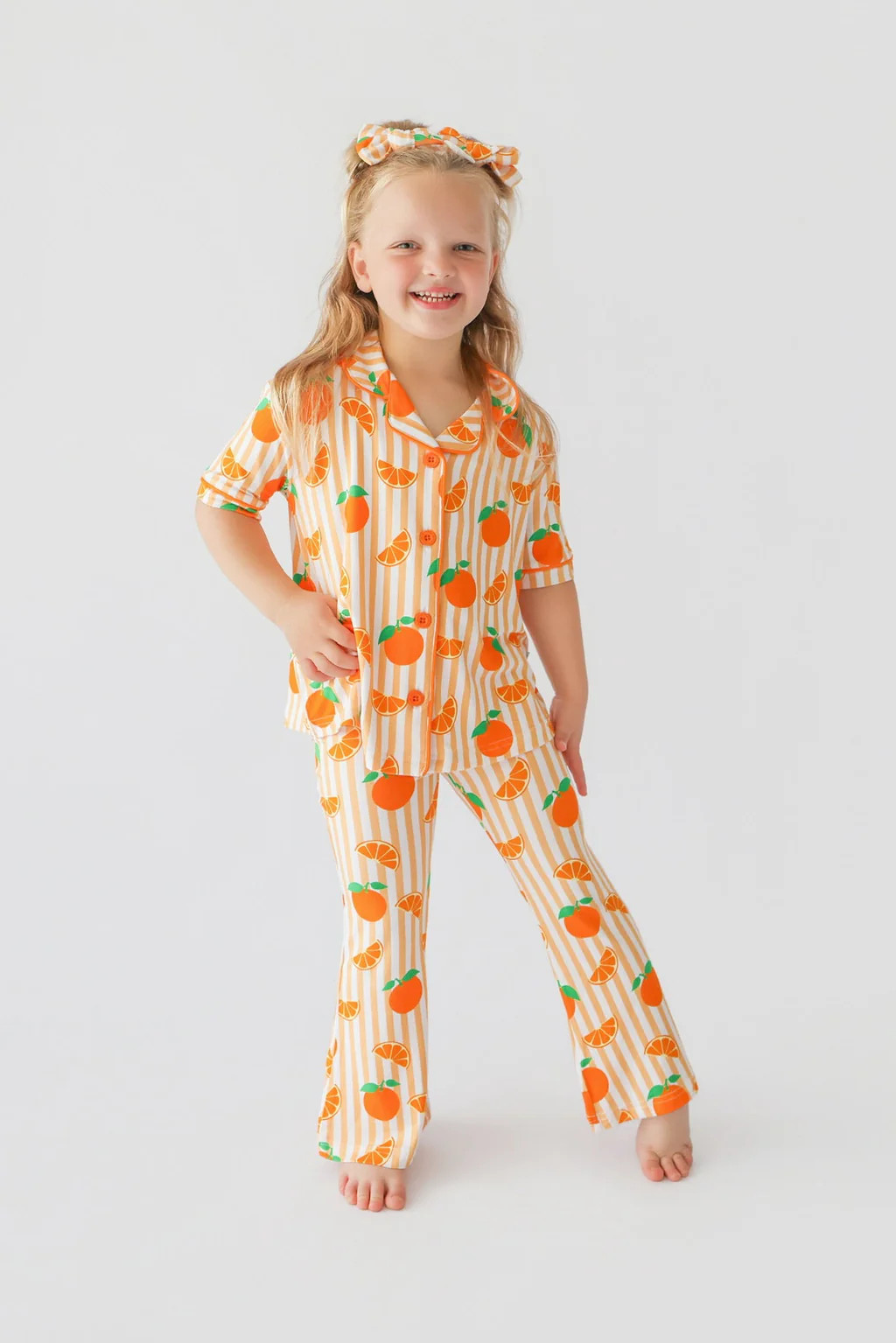 ORANGE BLOSSOM STRIPES DREAM GIRL'S FLARE SET | Dream Big Little