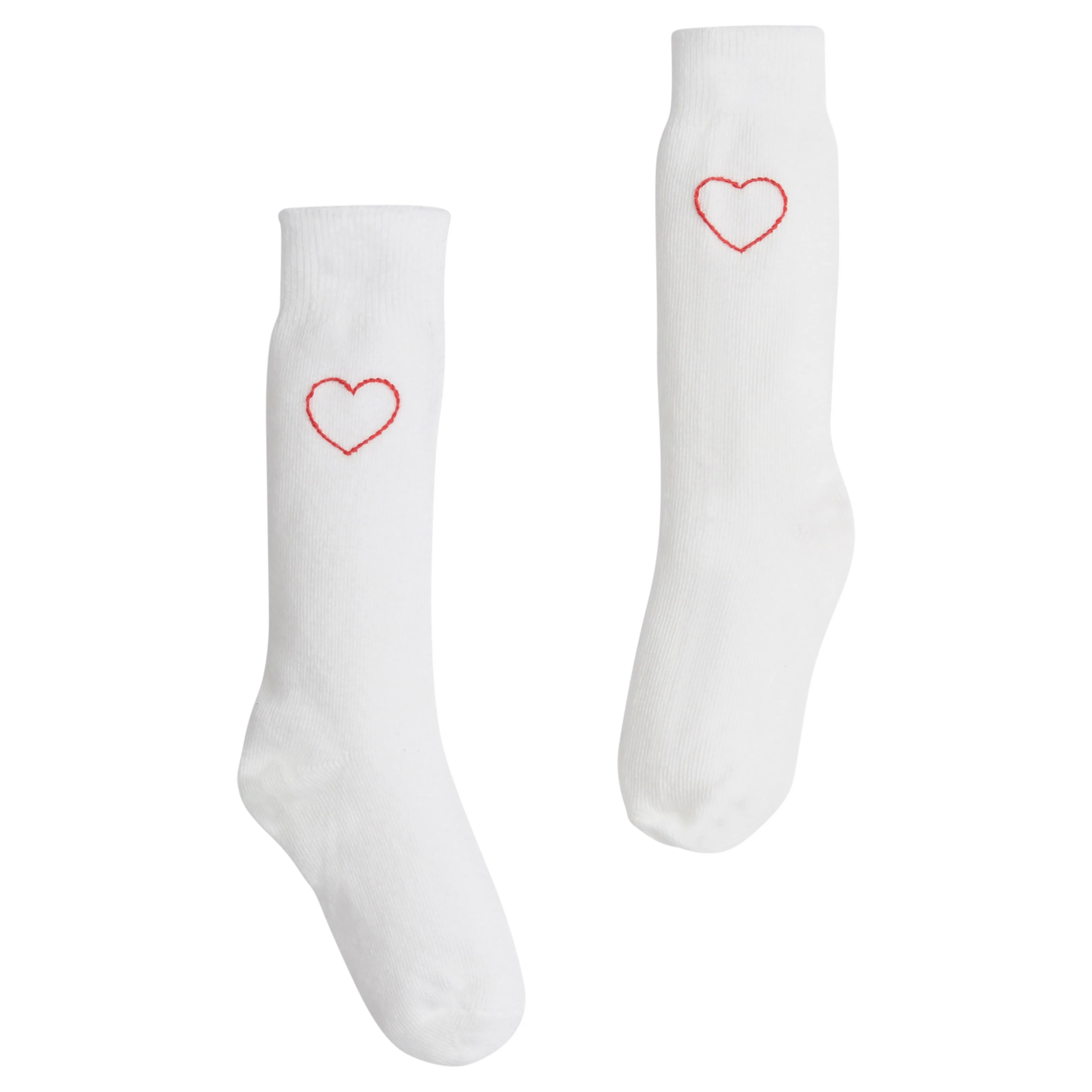 Red Hearts Socks - Little Girl's Knee High Socks | Little English