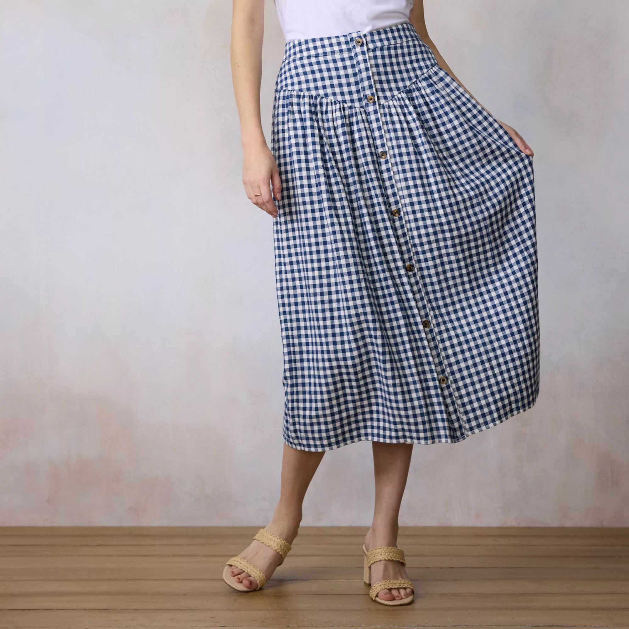 Women's LC Lauren Conrad V-Yoke Button Front Midi Skirt | Kohl's