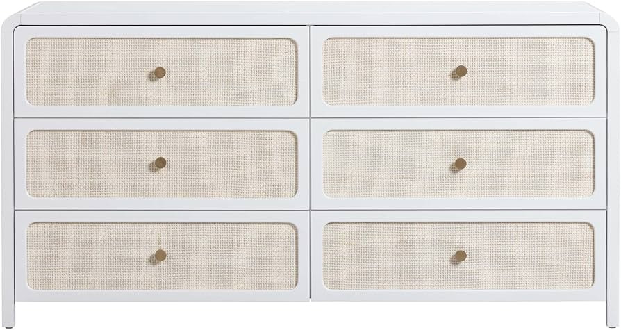 Tov Furniture Patty White Rattan 6 Drawer Dresser | Amazon (US)