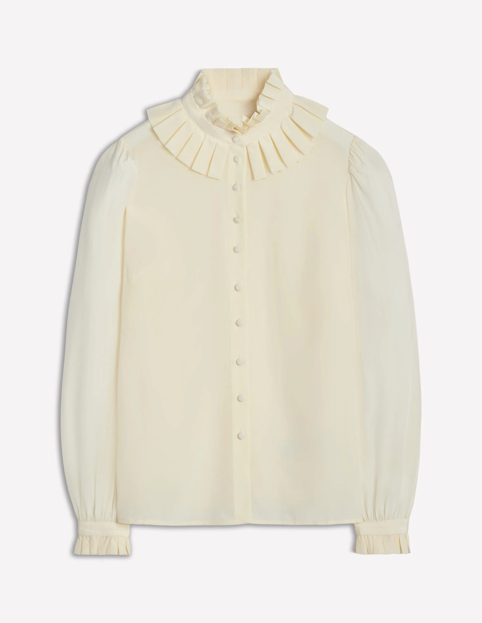 Ruffle Collar Silk Blouse-Ivory | Boden UK