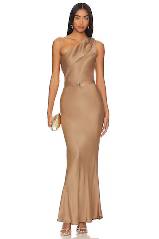 Karina Grimaldi Angelique Midi Dress in Mocha from Revolve.com | Revolve Clothing (Global)