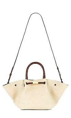 DeMellier London Midi New York Bag in Natural Raffia & Tan Smooth from Revolve.com | Revolve Clothing (Global)