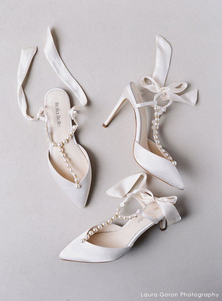 Pearls and Crystal Ivory Bow Wedding Heel | Bella Belle Shoes