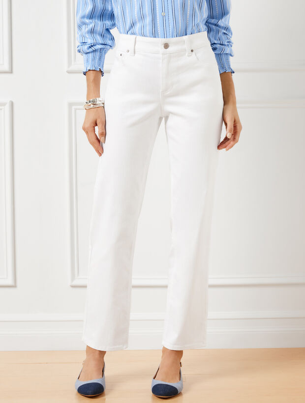Mid Rise Stovepipe Straight Leg Jeans - White | Talbots