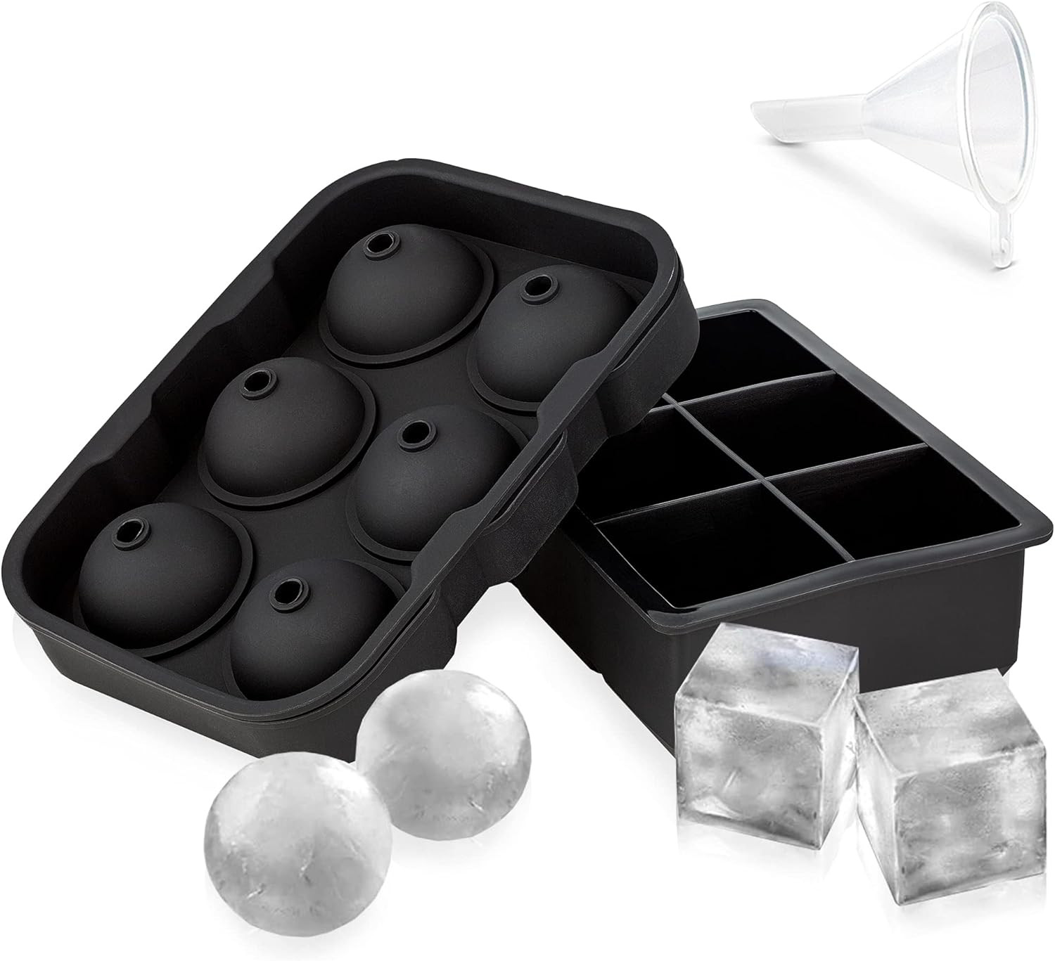 Ice Cube Trays Silicone (Set of 2) Whiskey Ice Ball Mold, Large Ice Ball Maker Mold, Round Ice Cu... | Amazon (US)