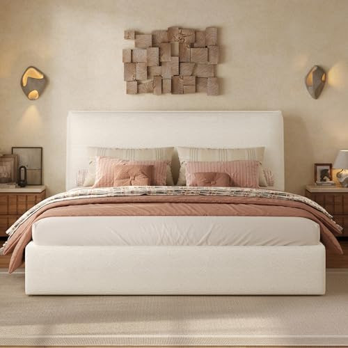 Christopher Knight Home Jamaiya Boucle Upholstered King Size Bed Frame with Wingback Headboard, M... | Amazon (US)