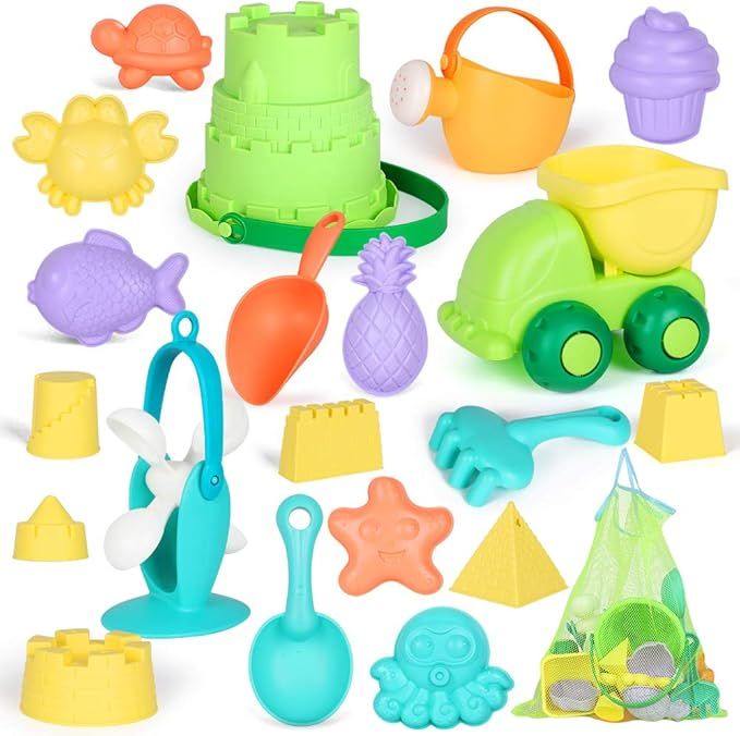 GobiDex Ready Beach Bag,21 Funky Kids Beach Sand Toys Set – Eco-Friendly and BPA Free – Reusa... | Amazon (US)