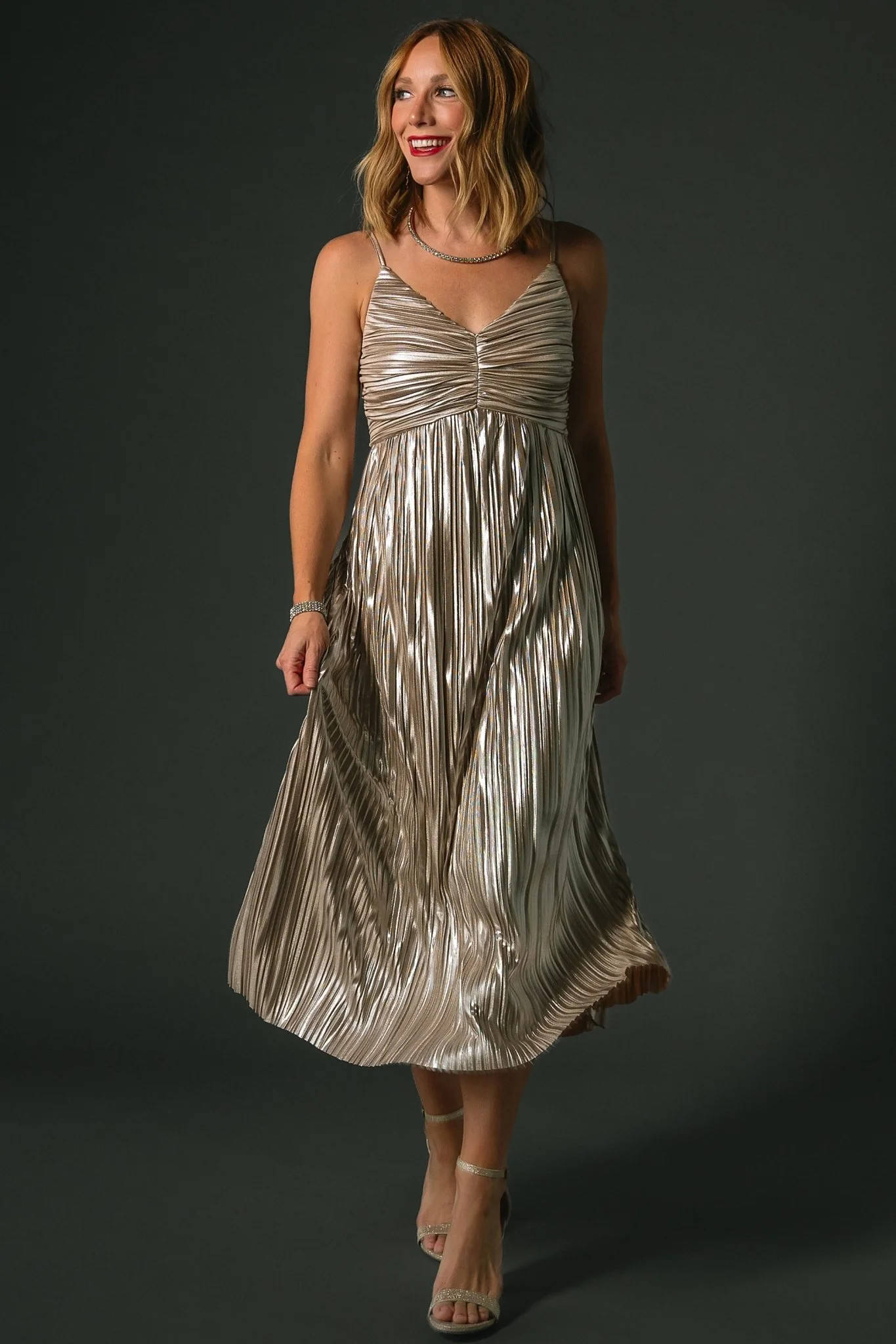 Cecilia Pleated Dress | Champagne | Baltic Born