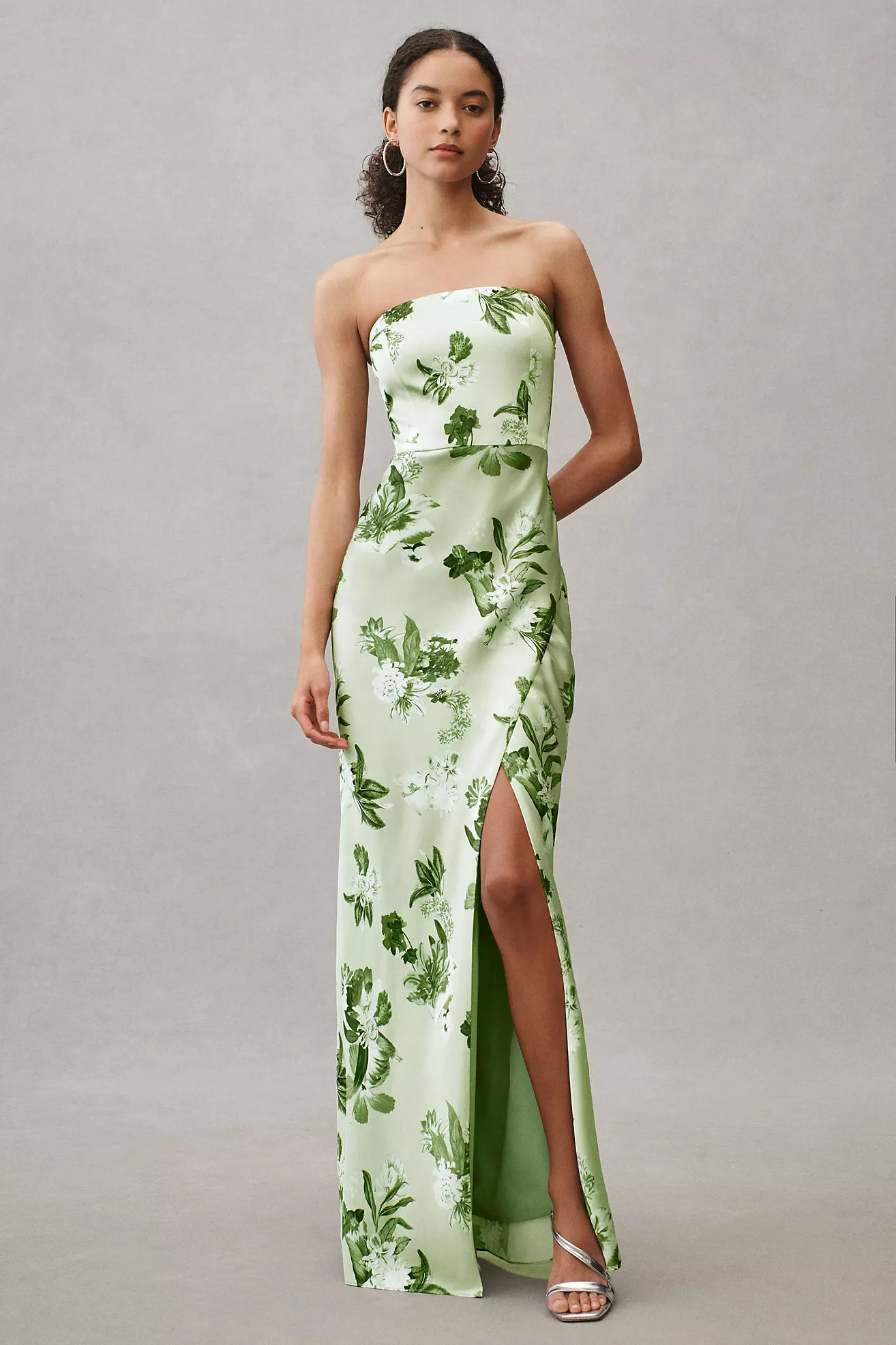 BHLDN Avianna Stretch Satin Strapless Side-Slit Maxi Dress | Anthropologie (US)