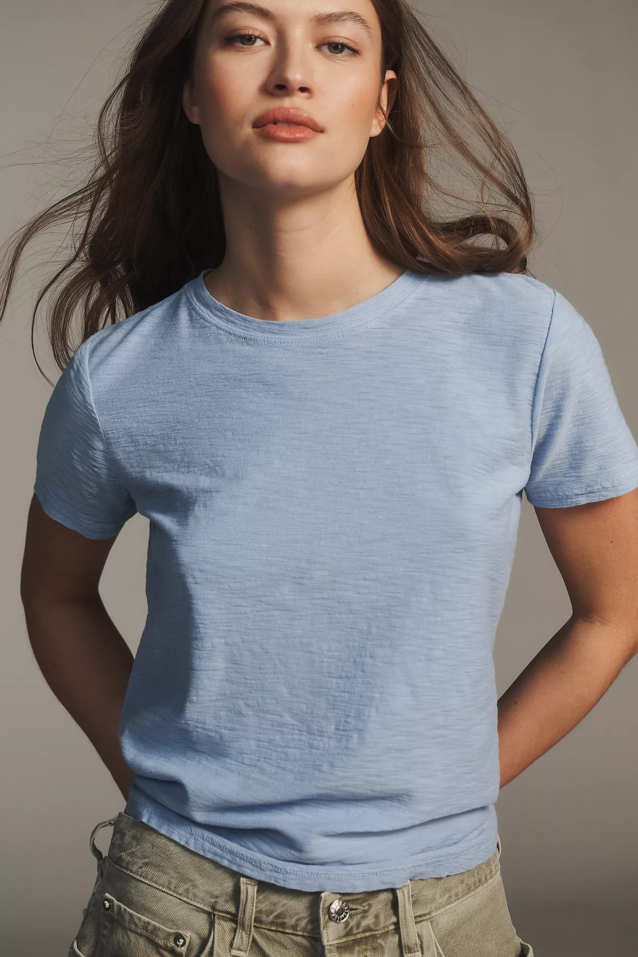 The Bennie Cotton Slub Crew-Neck Slim Tee by Pilcro | Anthropologie (US)