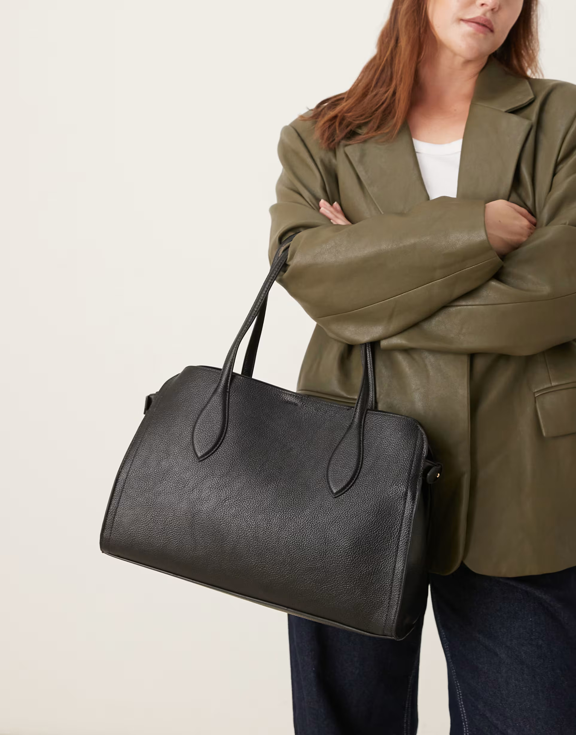 Mango large classic city bag in black | ASOS (Global)