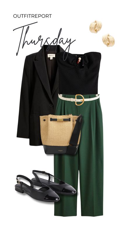 Summer spring outfit green trousers black tube top 

#LTKstyletip #LTKitbag #LTKshoecrush
