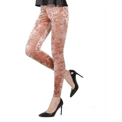 Memoi Crushed Velvet Stretch Leggings Blush S-M | Target