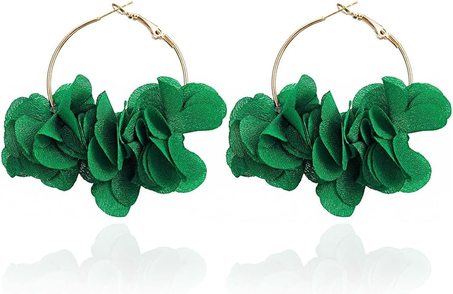 Aksod Colorful Flower Earrings White Floral Hoop Earrings Elegant Camellia Huggie Earrings Jewelr... | Amazon (US)