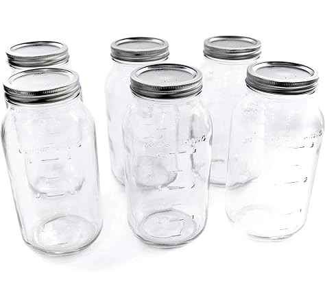 Ball Glass Mason Jar with Lid and Band, Wide Mouth, 64 oz, (6 Count w/Cleaning) | Amazon (US)