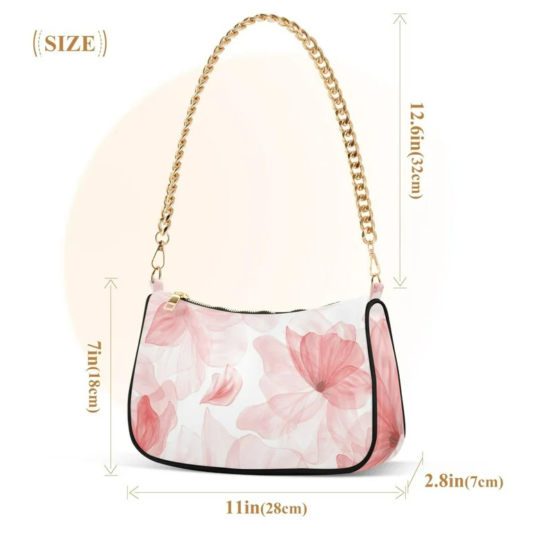 Womens Chain Shoulder Bag Pink Red Poppy Flowers Classic Tote Handbags Fashion Clutch Hobo Purse ... | Walmart (US)