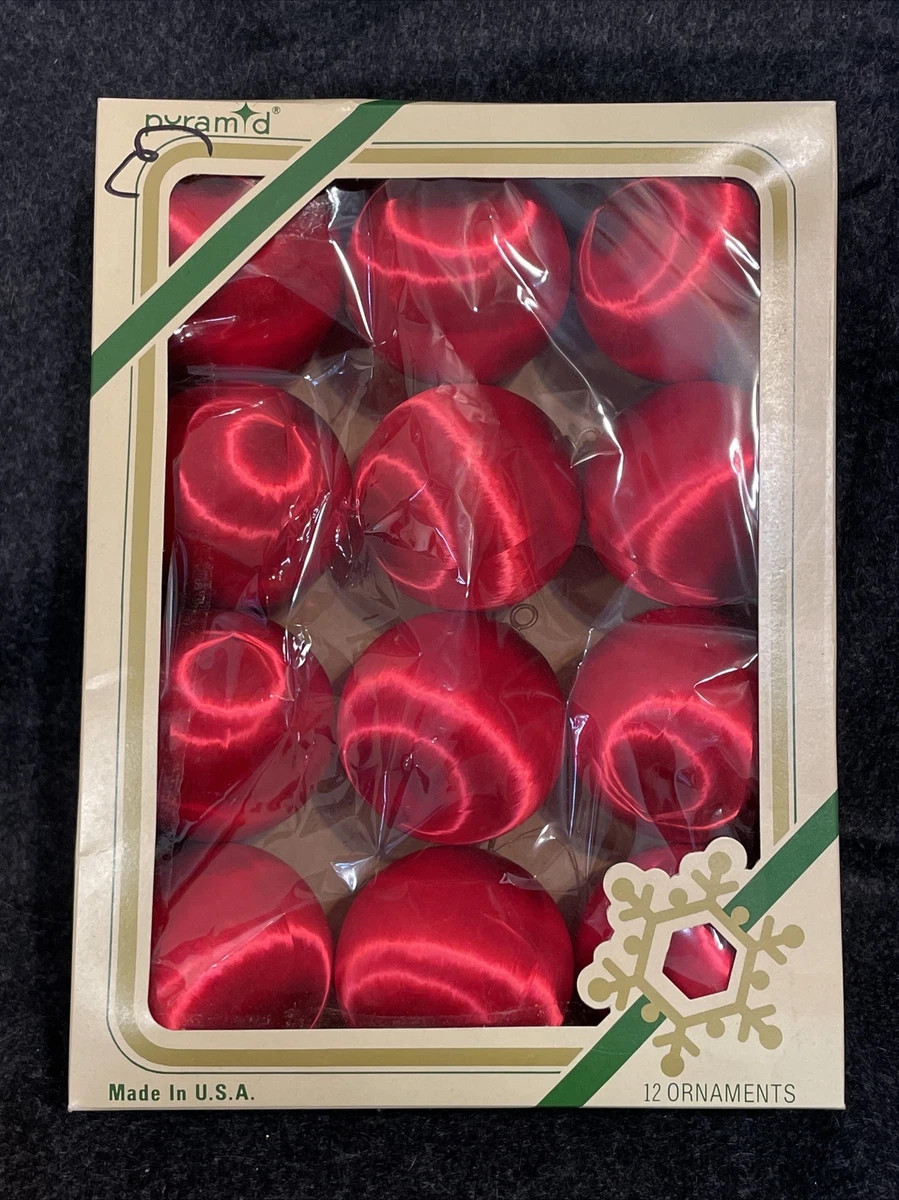 Vintage 12 Pyramid Satin Sheen Christmas Ornaments Silk 2 3/4" Set Red | eBay US