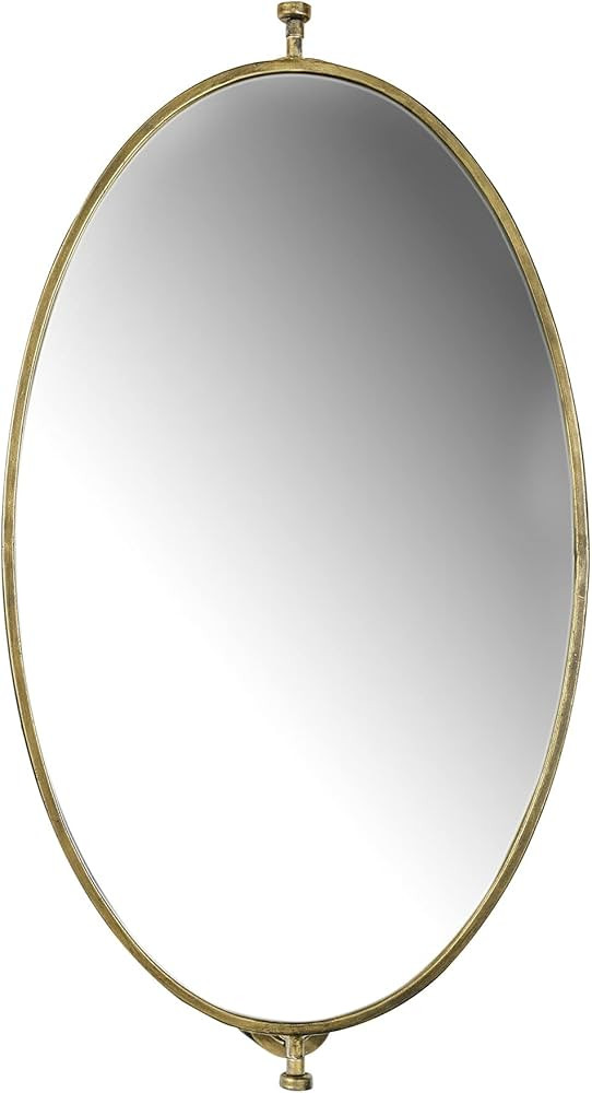 Creative Co-Op Distressed Oval Metal Framed Pivoting Wall Mirror, Gold | Amazon (US)