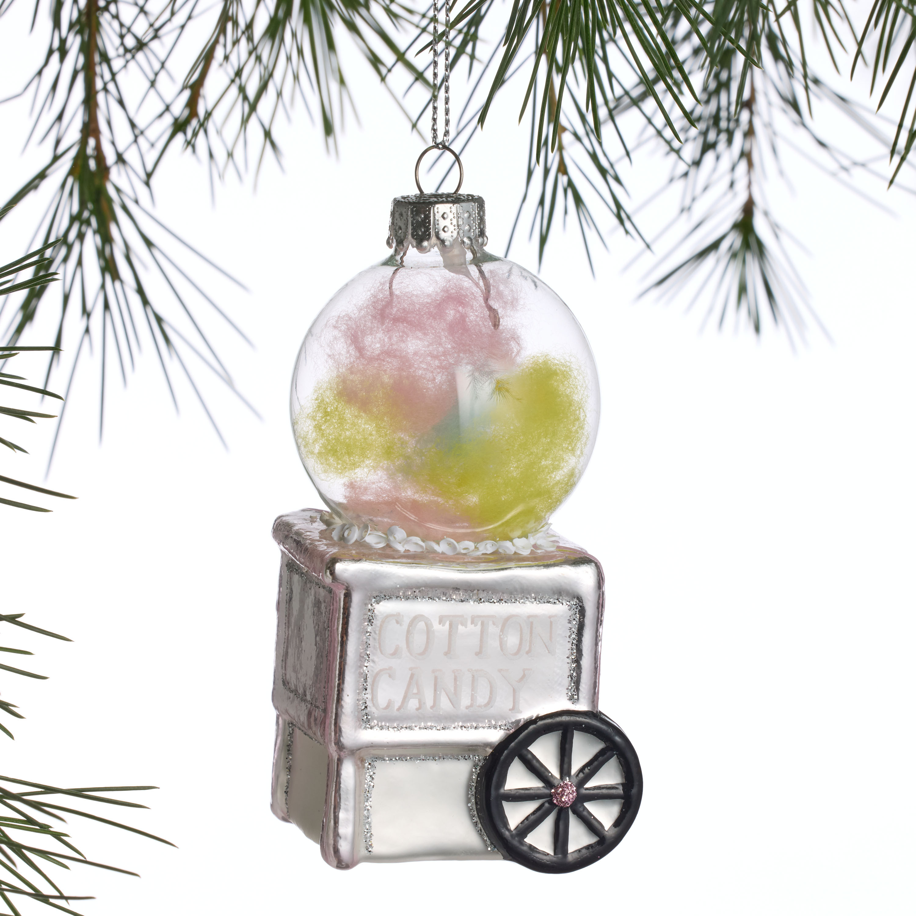 Glass Cotton Candy Machine Ornament | World Market