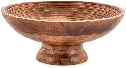 FRUIT BOWL Mango Wood Round Shaped Serving Bowl For Fruit,Dessert Platter Tray Dish Kitchen Dinin... | Amazon (US)