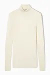 SLIM-FIT MERINO WOOL TURTLENECK TOP - WHITE - COS | COS (EU)