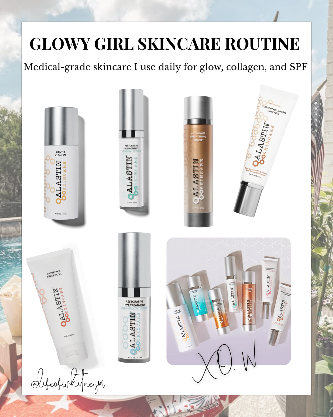 Summer Skincare Routine ✨
Sharing my go-to Alastin products for brightening, firming, and SPF protection. These derm-grade essentials keep my skin glowy, even-toned, and hydrated all season.

✔️ Cleanser
✔️ Brightening Serum
✔️ Anti-Aging Complex
✔️ Eye Cream
✔️ Tinted SPF
✔️ Skin Polish

Linked everything I use below 👇
#LTKSkincare #Alastin #GlowySkin #CleanBeauty #AntiAgingEssentials 

 #LTKSummerEdit #LTKBeauty #LTKTravel