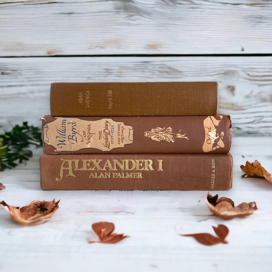 Vintage Brown Book Stack, Brown Shabby Interior Decorator Books, Old Brown Book Collection, Home ... | Etsy (US)