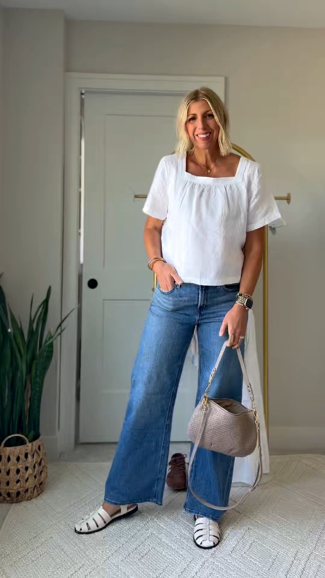 My favorite pair of jeans! I sized up to fit my bump! *wearing a size 30, in the 32” length in the Quince wide leg jeans. I’m 5’10” and 21 weeks pregnant. These fit  true to size, are flattering mid-rise and have great stretch.

#LTKOver40 #LTKBump #LTKootd