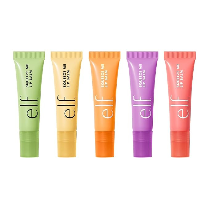 e.l.f. Squeeze Me Lip Balm Set, Includes Strawberry, Vanilla Frosting, Peach, Grape & Honeydew, M... | Amazon (US)