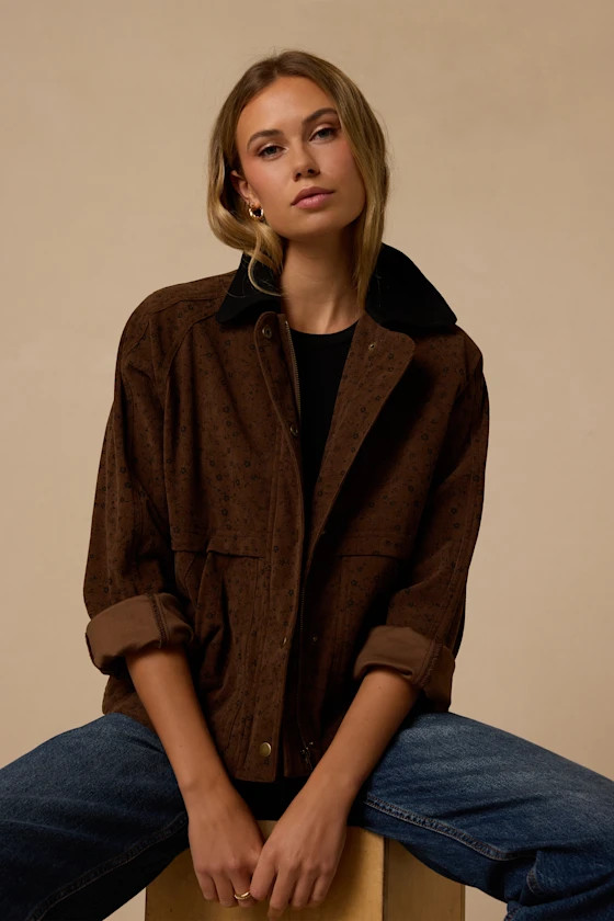 Ashcraft Brown Floral Corduroy Jacket | Lulus