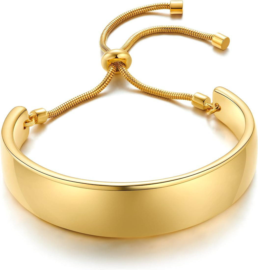 ENSKEFEN 14K Gold Bracelets for Women Adjustable Slider Bracelet Bangle Bracelets for Women Gold ... | Amazon (US)