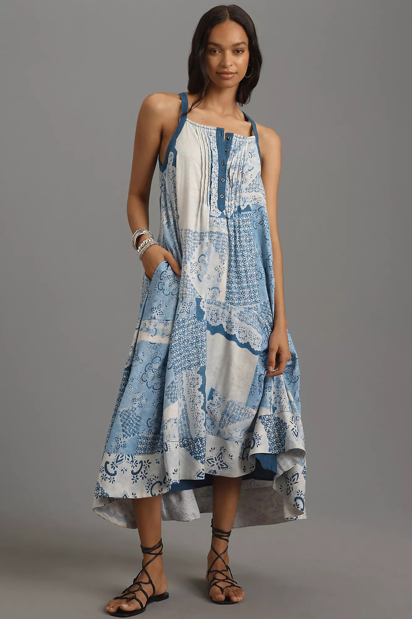 Pilcro Sleeveless Patchwork Midi Dress | Anthropologie (US)