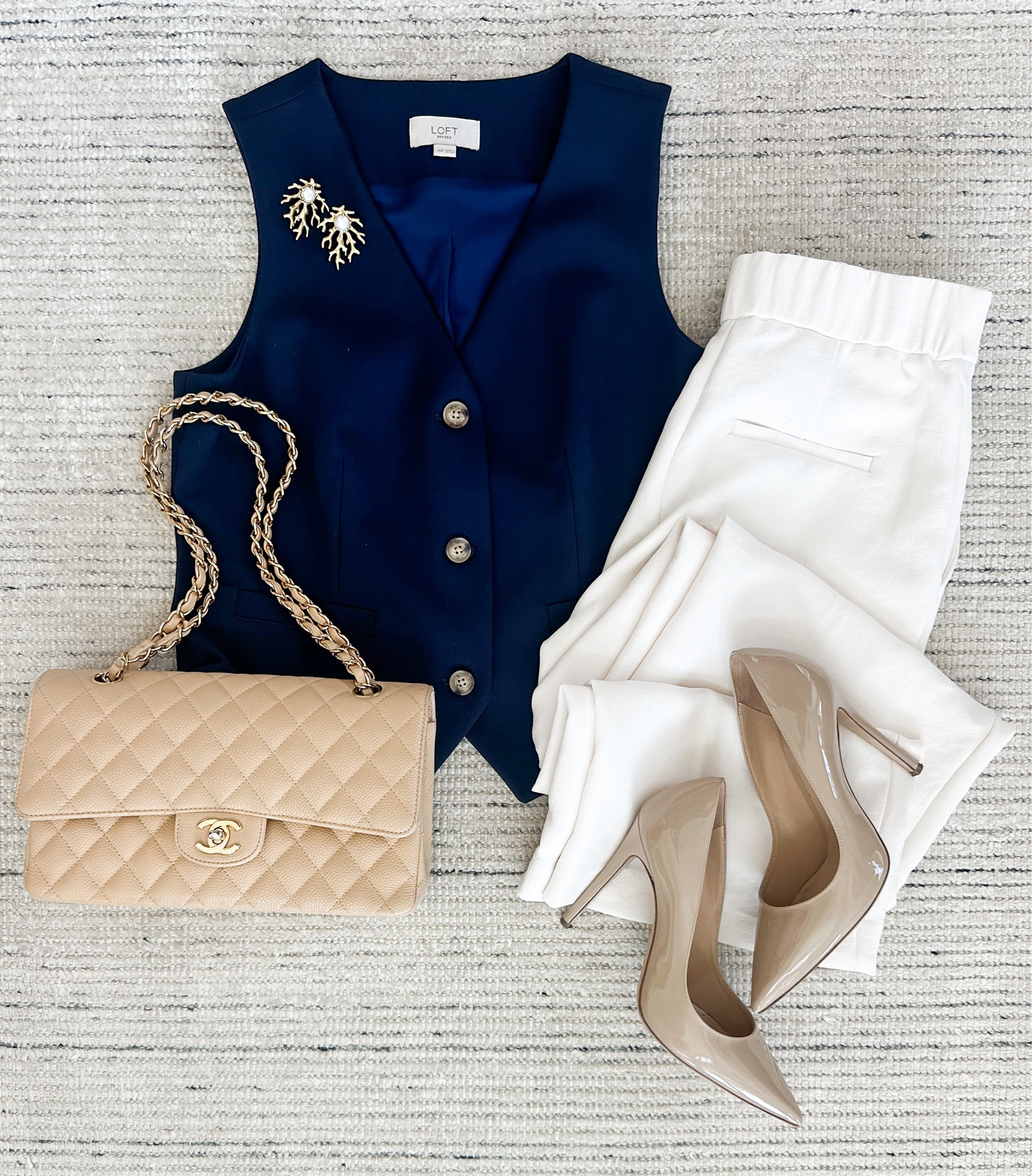 Summer to fall workwear with blue thus paired with cream pants and pumps. Perfect for dinners or elevated every day can be worn with sneakers to be more casual.

#LTKSeasonal #LTKStyleTip