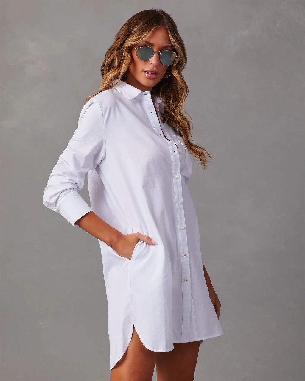 Risky Business Pocketed Button Down Shirt Dress | VICI Collection